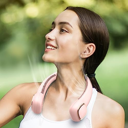 Dancial Ventilatore da Collo USB Ricaricabile Con Batteria 4000 mAh, Portatile Senza Pale a 3 Velocità per Escursionismo, Ufficio, Viaggi, Esterno