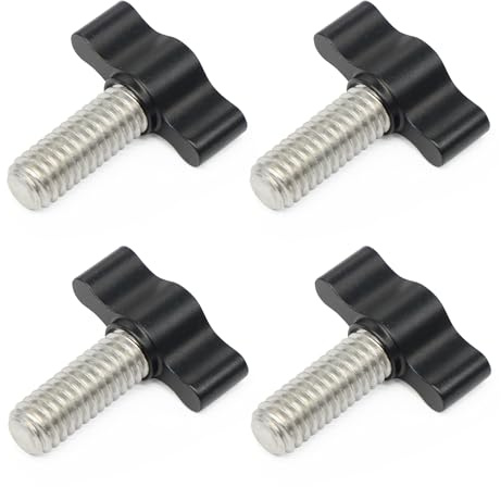 Xadnitu 4 Pieces 5/16-18 x 3/4 Threaded Thumb Screw, Stainless Steel Standard/Coarse Thread with Black Adjustable Tee Wing Aluminum Knob to Remove Replace Hand Clamping Tightening Knobs Power Supply