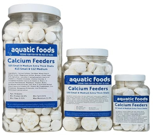 Aquatic Foods Inc. Calcium Enriched Food Shells, Small & Medium Extra Thick Shells for Shrimp, Snails, Crabs, Crayfish, Plecos, Catfish, Bottom Fish, All Tropical Fish, Small & Medium…50 Count Jar