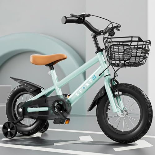 homewell 12/14/16 Zoll Kinderfahrrad für Jungen & Mädchen (2-8 Jahre), Kinder Fahrrad mit Stützräder und rutschfeste Reifen (12 Zoll, Grün)