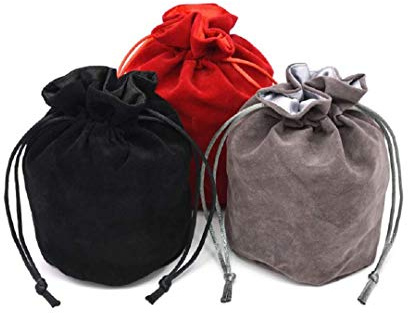 WENDIN Drawstring Dice Bag Chess bag small pouch hold chess pieces velvet Fabric Dice Pouch cosplay coin pouch Velvet Jewelry Bag Red/Grey/Black (Multicolor)