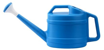 Grand arrosoir en métal de 3,8 l de long bec avec motifs floraux d'intérieur avec poignée confortable en plastique pour jardin chaud (bleu, 46 x 20 cm)