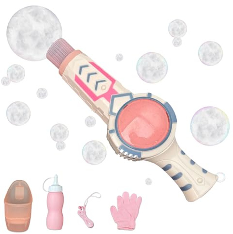 Smoke Bubble Machine Wand – Kids Magic Bubble Gun Toy with Fog Effect, ABS Plastic, Portable Birthday & Party Gift for Boys & Girls Age 3+ - Pink