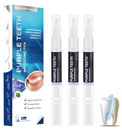 3 Piezas Lapiz Blanqueador Dental,Blanqueador Dental Profesional,Morado Teeth Whitening Stick,Effective Teeth Whitening,Eliminar Las Manchas Dentales
