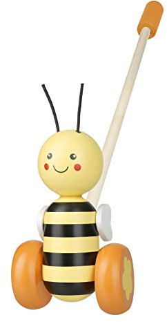 Orange Tree Toys Bee Push Along, Wooden, Multicolour, Animals Theme, for Toddlers 18 Months and Up