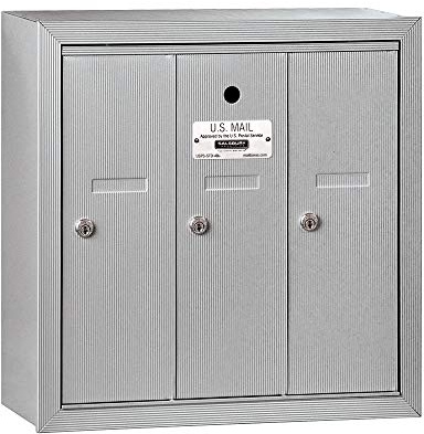 Salsbury Industries 3503ASU Surface Mounted Vertical Mailbox with 3 Doors and USPS Access, Aluminum