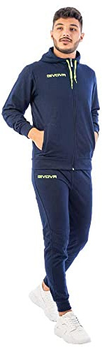 GIVOVA TUTA KING COTONE TERRY (POKER) BLU/GIALLO FLUO Tg. M
