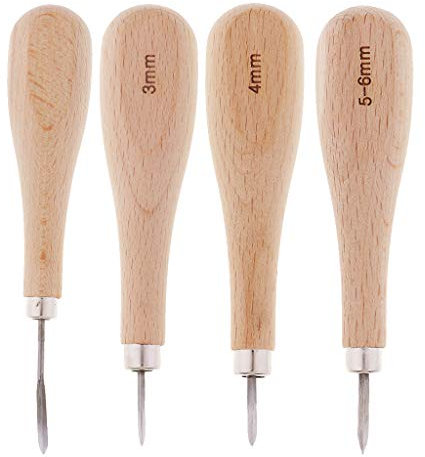 B Baosity 4pcs Punzón de Costura Leznas de Acero Inxidable Máquina Perforadora Lezna para Coser Cuero PU