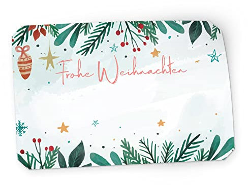 itenga 50x Geschenkaufkleber Frohe Weihnachten Aufkleber rechteckig beschriftbar für kurze Texte Namensschild Geschenkeaufkleber Etikett Sticker (Motiv Zweige)