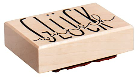 Rayher Holzstempel Glückwunsch, 5 x 8 cm, Motivstempel für Geburtstag, Hochzeit, Butterer, 29234000, Natur
