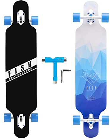 Long Board Skateboard for Adults Teenagers Kids Ages 6-12 Adults Men Women Complete Skateboard Cruiser for Cruising Carving Free-Style and Downhill 41 Includes High-Speed Bearings & T-Tool