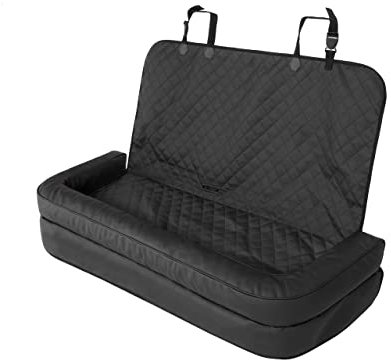 Hundeautositz, Hundedecke Auto rückbank, Transportbox Katze, Hundebox, Hundekorb, Hundegeschirr, Hundebett, Hundekörbchen, Schwarz Skaj, 42x55cm