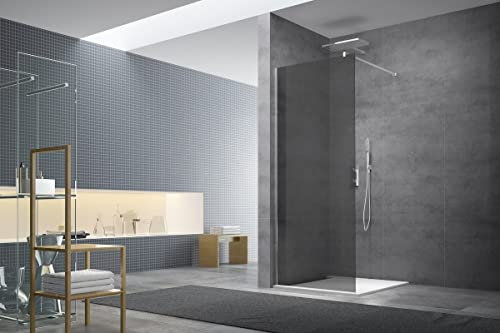 Swiss Aqua Technologies - Pared de ducha a ras de suelo, 87 x 200 cm, cristal ahumado (WI90KS) - WI90KS
