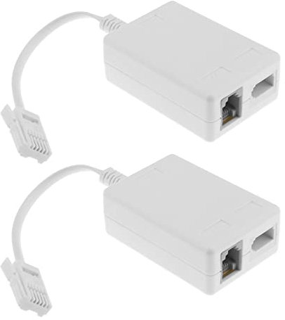 EMSea 2 connettori BT a RJ11 a banda larga Internet microfiltro splitter BT maschio a BT e RJ11 femmina, adattatore telefonico per ADSL ADSL2 ADSL2+ BT/SKY/TalkTalk banda larga