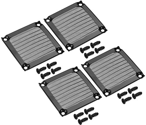 PATIKIL 60mm Ventilador Filtro Rejillas con Tornillos, 4 Paquete Aluminio Marco Inoxidable Acero Malla Polvo Prueba Cubierta para Computadora Estuche, Negro