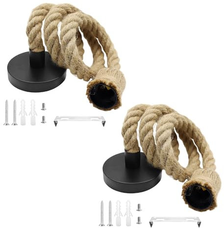 ZHIQIN 2 Pièces E27 Suspension Luminaire Induistrielle Lumière Suspendue De Corde de Chanvre Lampe Vintage Réglable Lampe Lustre pour Manger Hall Restaurant Barre Café-longueur 100cm