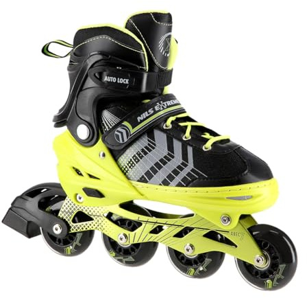 Nils Extreme 4-In-1 Inliner Eishockey Kufe Beverly, Farbe:Schwarz-Grün, Größe:M(34-38)