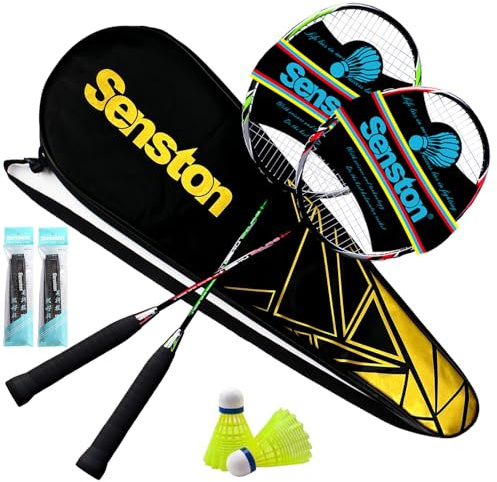 Senston Raquetas de Bádminton,Unisex Adulto Badminton Racket-Incluyendo bádminton Bolsa/2 Raquetas/2 bádminton/2 Sobregrip