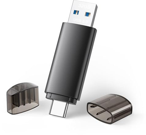 1 Stück USB Stick 32GB 3.0 USB C Stick 3.0 2 in 1 USB 3.0 Flash Drive OTG Speicherstick High Speed Flash Laufwerk Mini Flash Drive für IOS Android Handy Linux Laptop Schwarz