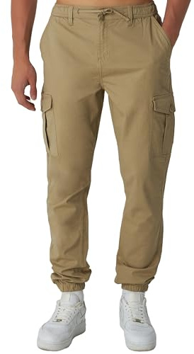 Smith & Solo Pantalon Cargo Homme - Pantalon de Travail en Coton Chino Stretch avec Poches et Cordon de Serrage (Camel, L)