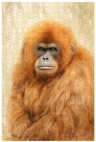 For adult, 1000 piece wooden jigsaw puzzle, a confused woolly monkey in a big tree, Animal puzzles, Various sizes (d ; 1000)