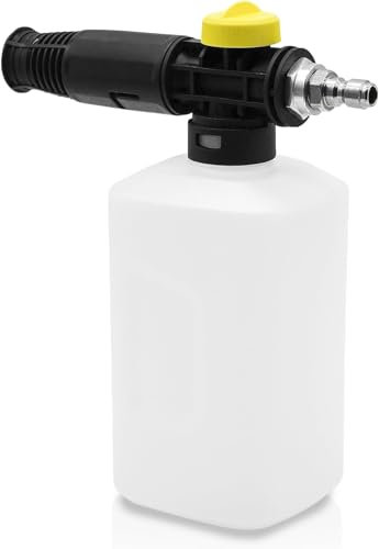 YUET Jet Bottle - Cañón de espuma de nieve para Karcher K2 K3 K4 K5 K6 K7 generador de jabón de alta presión para coche, boquilla pulverizadora ajustable de 750 ml (rectangular de 1/4 pulgadas)