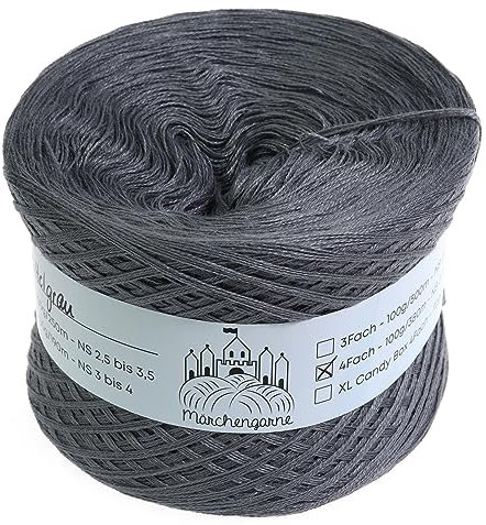 Bobbel einfarbig 200g - 760m 4 fädig Bobbel Wolle Farbverlaufsgarn handstrickgarn stricken häkeln (Mittelgrau)