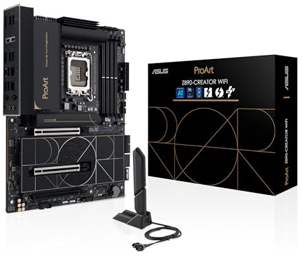 ASUS ProArt Z890-CREATOR WIFI Z890 LGA 1851 ATX Motherboard, Intel® Core™ Ultra Processor Series 2 Ready, 16+2+1+2 stages, PCIe® 5.0, DDR5, Thunderbolt™ 5 Type-C®, 10+2.5 Gb LAN, WiFi 7, 5x M.2, AI OC