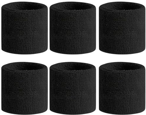6 Stück Schweißband Handgelenk, Schweißbänder Handgelenk, Elastische Absorbierende Fitness-Schweißbänder, Weiche Schweißband Handgelenk Kinde für Herren & Damen Fußball Basketball Tennis Sport