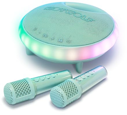KIDYWOLF KIDYKARAOKE – Enceinte Karaoké Enfant Portable avec 2 Micros sans Fil et Effets Lumineux – Haut-Parleur Bluetooth 40W Ludique et Festif pour Soirées en Famille