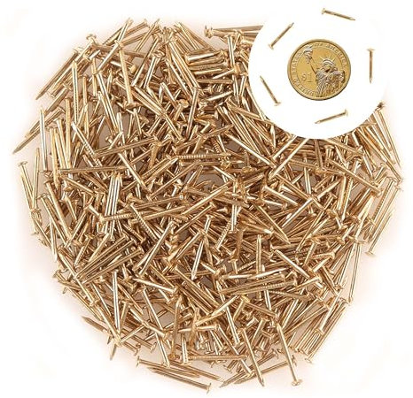 newlng 500PCS Small Nail Round Head Tiny Nails String Art Nails Hand-Made Hardware Accessories Fasteners Mini Nail 1.5 X 15mm/0.06X0.6(DXL) Golden