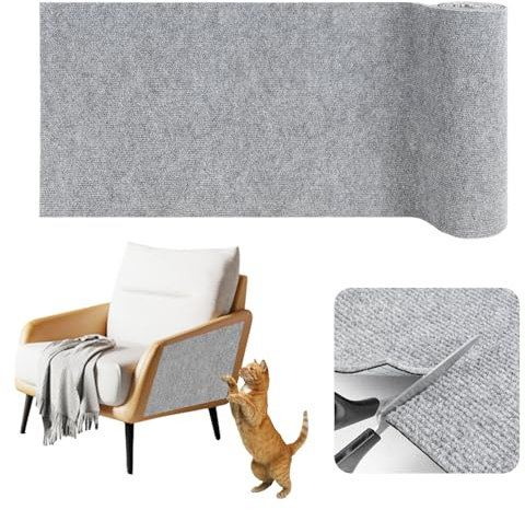 Kratzteppich selbstklebend Kratzmatte Katze Sofa Kratzbretter Katze Wand Kratzbrett Katzen Katzenwand Kratzschutz Wand (Hellgrau, 40cm×2m)