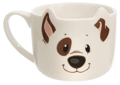 NICI Taza con diseño de perro de 350 ml, 9 x 9,5 cm, blanca, taza porcelana con asa para té, café y otras bebidas frías y calientes, leche, cacao, 62175