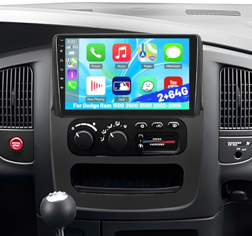 [2G+64G] Radio for Dodge Ram 1500 2500 3500 2002 2003 2004 2005, Android Touch Screen Dodge Ram Car Stereo, Carplay/Android Auto/Bluetooth/WiFi