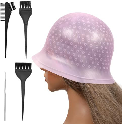 simarro Cuffia per evidenziare la colorazione dei capelli, in silicone, con gancio, professionale, riutilizzabile, per barbieri personali, donne e uomini