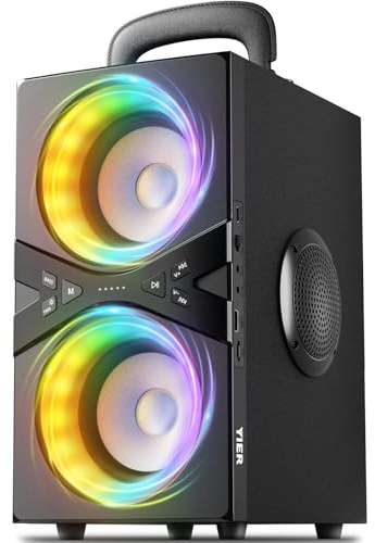 YIER Party Bluetooth Speaker:80W Peak Large Stereo Sound for Outdoor,Deep Bass,TWS,Loud with Lights,Portabe Wireless Big Speakers with Long Playtime,House,Projector,Movie