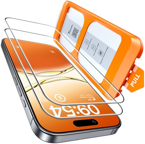 TOCOL 2 Piezas Protector Pantalla para iPhone 17, 6,3 Pulgadas, Alineación Automática para Instalación Rápida sin Burbujas, Cristal Templado de Dureza 9H+, Transparente
