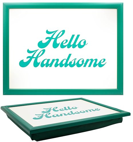 The Leonardo Collection His N Hers Christmas Hello Handsome Laptray para Servir Alimentos y desayunos, cómodas bandejas de Regazo con cojín de puf, bandejas duraderas para Comer en el Regazo para