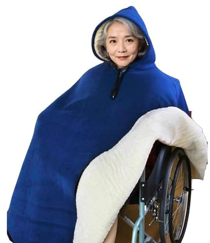 BDXZJ Capa De Forro Polar para Silla De Ruedas con Capucha, Manta Térmica para Silla De Ruedas, Ropa para Silla De Ruedas, Poncho De Invierno para Mujeres Y Hombres, Manta para Rodilla A