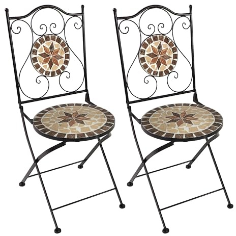 AXI Amélie 2 Chaises Bistrot, Pliantes, Mosaique, Earth Brown | Assises Style Bistrot, Chaises De Jardin pour Extérieur/Balcon/Terrasse - 38,5 X 45 X 90 Cm