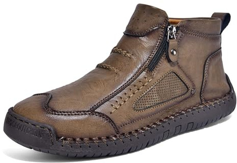 Jipersuo Chaussure de Marche Homme Bottines polyvalentes et décontractées d'extérieur, à Enfiler et à Fermeture éclair – Bottines légères Semelle Plate pour Le Quotidien L'Aventure