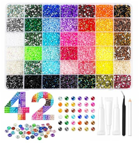 Bedazzler - Kit di 32000 pietre glitterate, 42 colori, 3 mm, per unghie, tessuti, diamond painting, fai da te