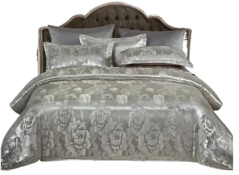 Satin sängkläder set king size Jacquard, lyxiga europeiska bröllopsset, dubbelt påslakan set amerikansk queen satin, 220 x 240 (färg8, set_säng 1,8 m 4st)