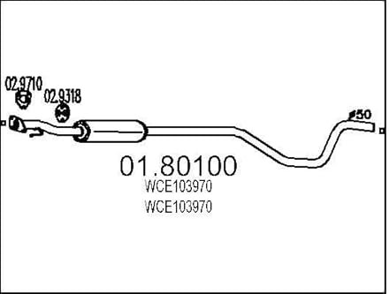 MTS 01.80100 Mittelschalldämpfer Mitteltopf 1950mm 6kg