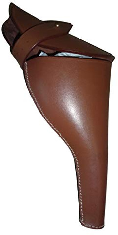 warreplica British .455 Webley Revolver Leather Holster - Brown Color - Authentic WWI & WWII Military Sidearm Case Reproduction for Webley MK VI Service Revolver - Historical Reenactment Field Gear