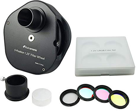 Astromania Telescope Filter Wheel 1.25inch 5-Position with LRGB Filters Set