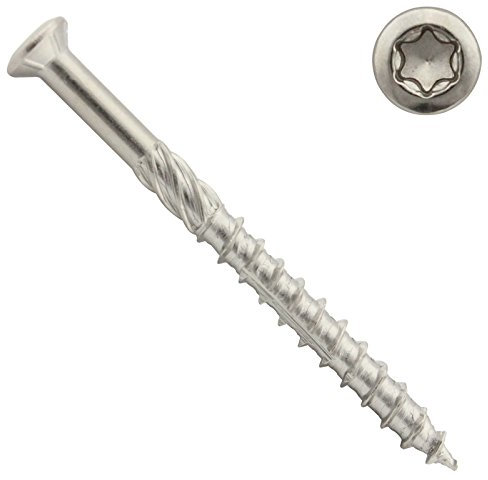 Terrassenschrauben aus Edelstahl C1 | 5x80 | mit CUT-Spitze | 500 Stück | Antrieb: Innensechsrund TX 25 | gehärtet, rostfrei | Terrassenbau, VA, SC9064