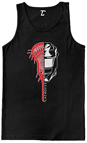 Lacrosse Stick and Helmet - LAX Sports Men's Tank Top (Black, Small)