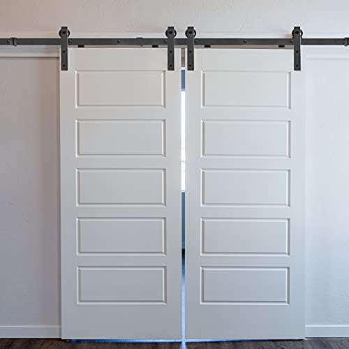 Froadp 366cm Skjutdörr System Löparbana Svart Kolstål Skjutdörr Hängande spår för 35mm-45mm Tjocka Trädörr Metalldörrar Max. Belastning 130 kg