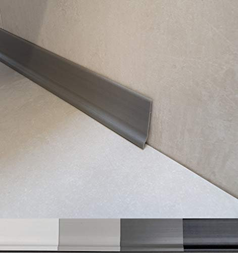 MadeInNature, Battiscopa flessibile in PVC di alta qualità, bianco, grigio chiaro, grigio scuro, nero, altezza 70 mm, lunghezza a scelta (8 ml, grigio scuro)